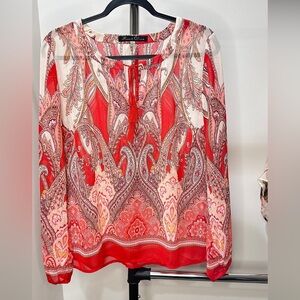 Rose & Olive Red and Pink Top, Medium